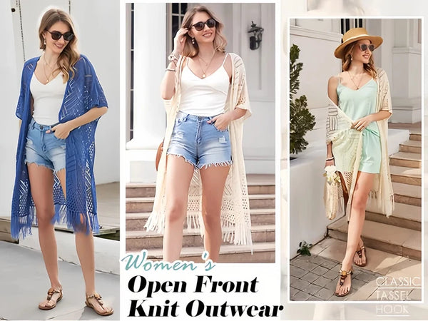 🔥Limited Time 50% Off!😍Women’s Oversized Knit Cardigan – Lightweight Crochet Tassel Kimono for Spring & Summer 🌸