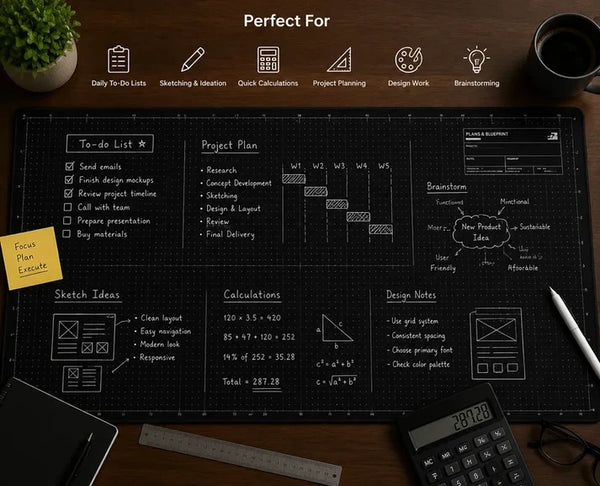 The Blueprint Deskmat — Double-Sided Dry-Erase Desk Mat with Marker