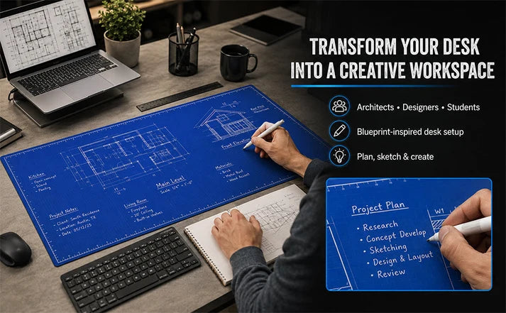 The Blueprint Deskmat — Double-Sided Dry-Erase Desk Mat with Marker
